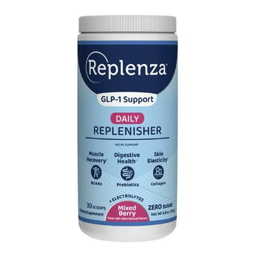 Replenza GLP-1 Support, Daily Replenisher, Supports Muscle Recovery, Digestive Health, Mixed Berry, 15 Servings