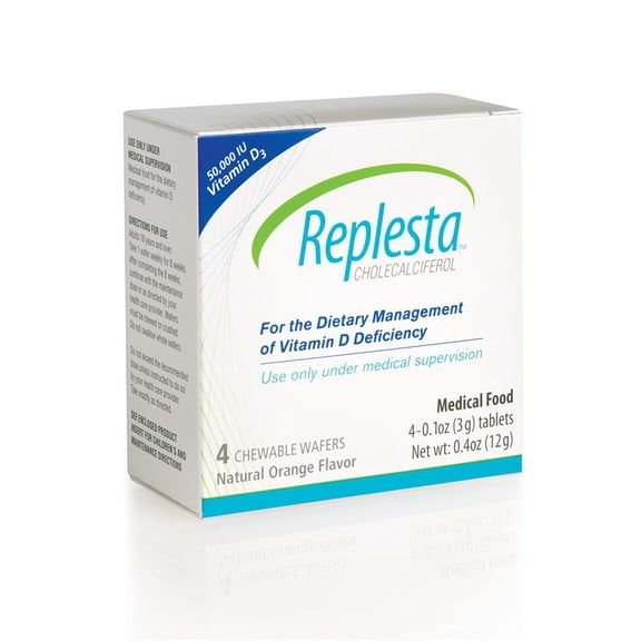 Replesta 50,000 IU Vitamin D3 Cholecalciferol, for Vitamin D Deficiency, 4 Count (Pack of 1)