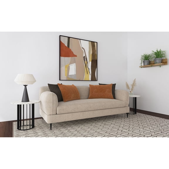 Repley Latte Upholstered Sculpted Track Arm Sofa