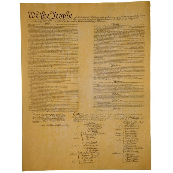 Replica Constitution of the US on Antiqued Parchment Paper historical document