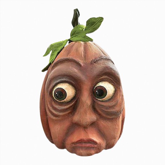 Replio 7-Inch Pumpkin with An Expression, 3d Orange Resin Pumpkin, Humorous Pumpkin,Artificial Pumpkin Decoration, Fall Thanksgiving And Halloween Decorations.