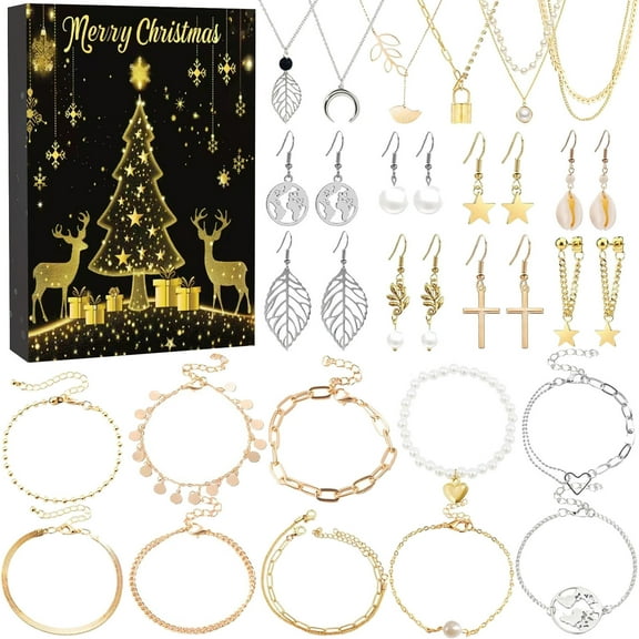 Replio Diy Creative Children's Bracelet Accessories 24 Grid Calendar Christmas Holiday Surprise Silver Set（3d） Home decor