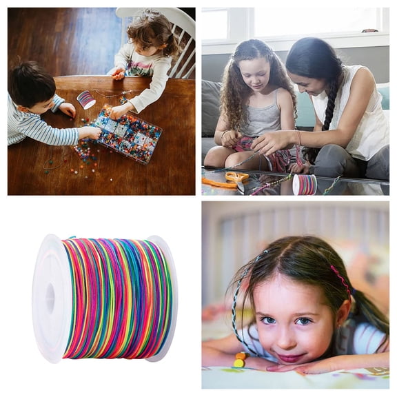 Replio Elastic Band For Bracelets Nylon Cord 0.8 Mm X 100 M Colourful Elastic Thread Round Cord Bead Cord Rainbow For DIY Crafts Jewellery Making Necklaces Gifts Ideas