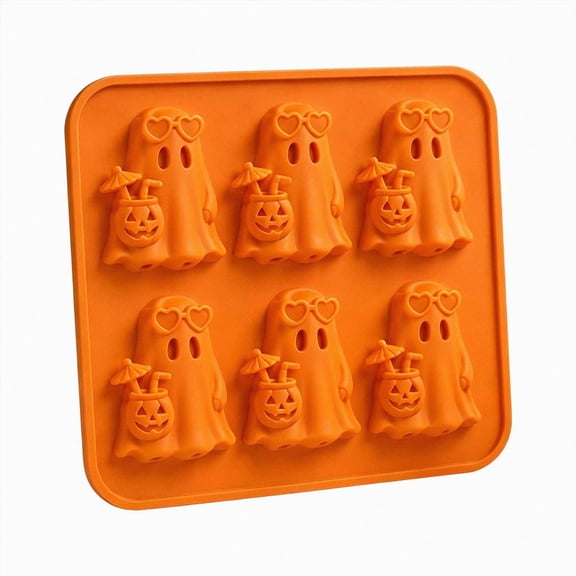 Replio Halloween Summer Ghost Ice Cube Mold,6-Slot Cute Ghost Ice Cube Tray,Flexible and Reusable,Perfect for Whiskey,Cocktails,Chocolates,Candies,and Halloween Summer Party Drinks.
