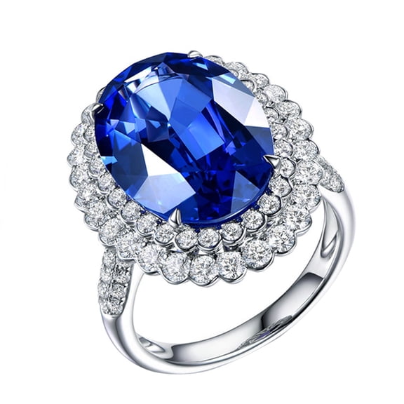 Replio Imitation Dark Blue Tanzanites Colored Gemstone Open Ring Cluster Set Zircon Ring Gifts
