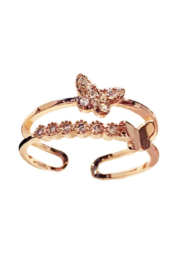 New Butterfly Wing Ring Female Tail Ring Fashion Personality Opening Adjustable Zircon Ring Jewelry Temperament Simple And Compact Adjustable Rings For Women Gifts