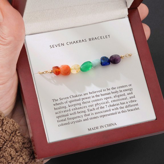 Replio Rainbow Color Stone Beads Bracelet Pull Bracelet Woman Simple Senior Sense Bracelet Jewelry Gift With Card Gifts