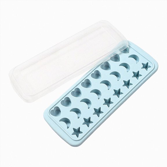 Replio Silicone Ice Cube Tray, Star,Moon,And Heart Shaped,with Lid And Blue Dropper,Dustproof And Flavor-Proof,Whiskey Ice Ball Maker.Suitable for Beverage Mixing,Cocktails,Dessert Garnishing.