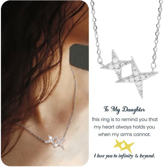 Replio Silver Diamond Four Pointed Star Necklace Fairy Collarbone Chain Cold Wind Light Necklace Simple Pendant Collarbone Necklace Women Man Necklaces Gifts