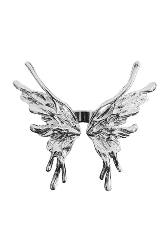 Simple And Generous Into Butterfly Ring Retro Fashion Sweet Butterfly Opening Ring Hip Hop Index Ring Sweet Temperament Silvery Plated Geometric Metal Open Ring Finger Ring Gifts