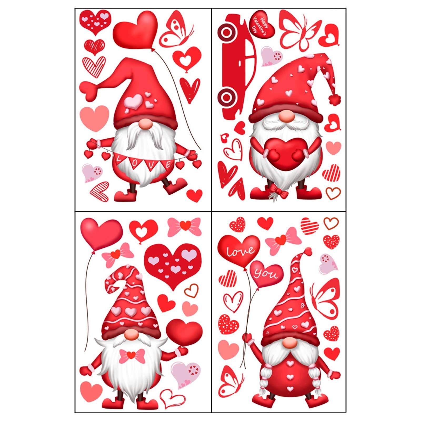 Replio Valentines Day Decor Window Cling Valentine Stickers For Glass Windows Large Valentine Gnomes Heart Window Decoration Decals Gifts