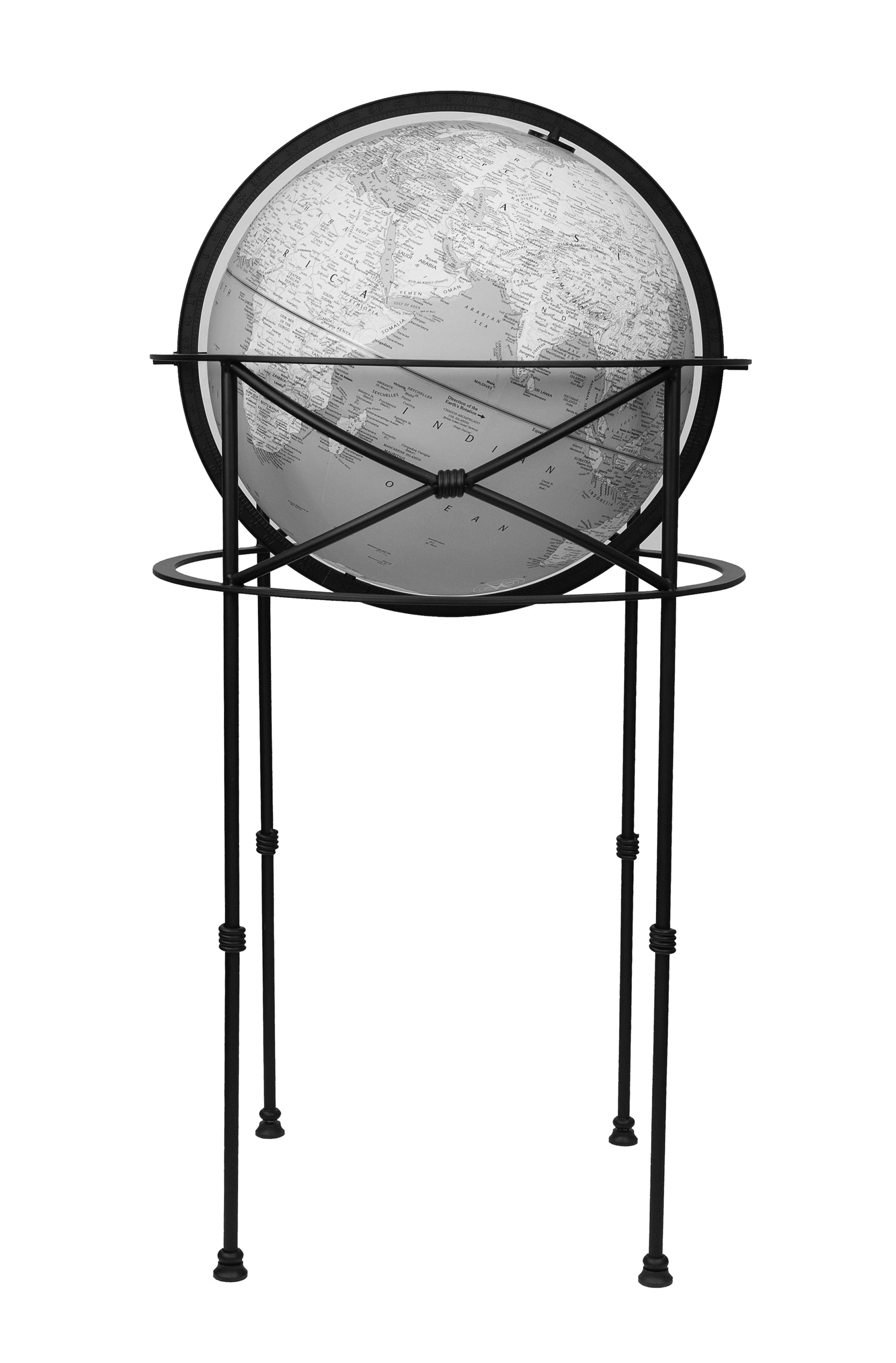 Dawson 16" Gray and Black Metal Floor Globe