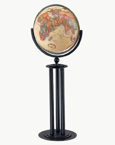 Antique Ocean 16" Globe with Black Metal Stand