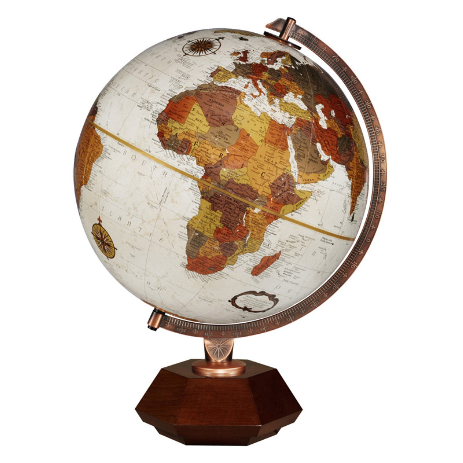 Bronze Metallic 12" Globe with Faceted Hardwood Base