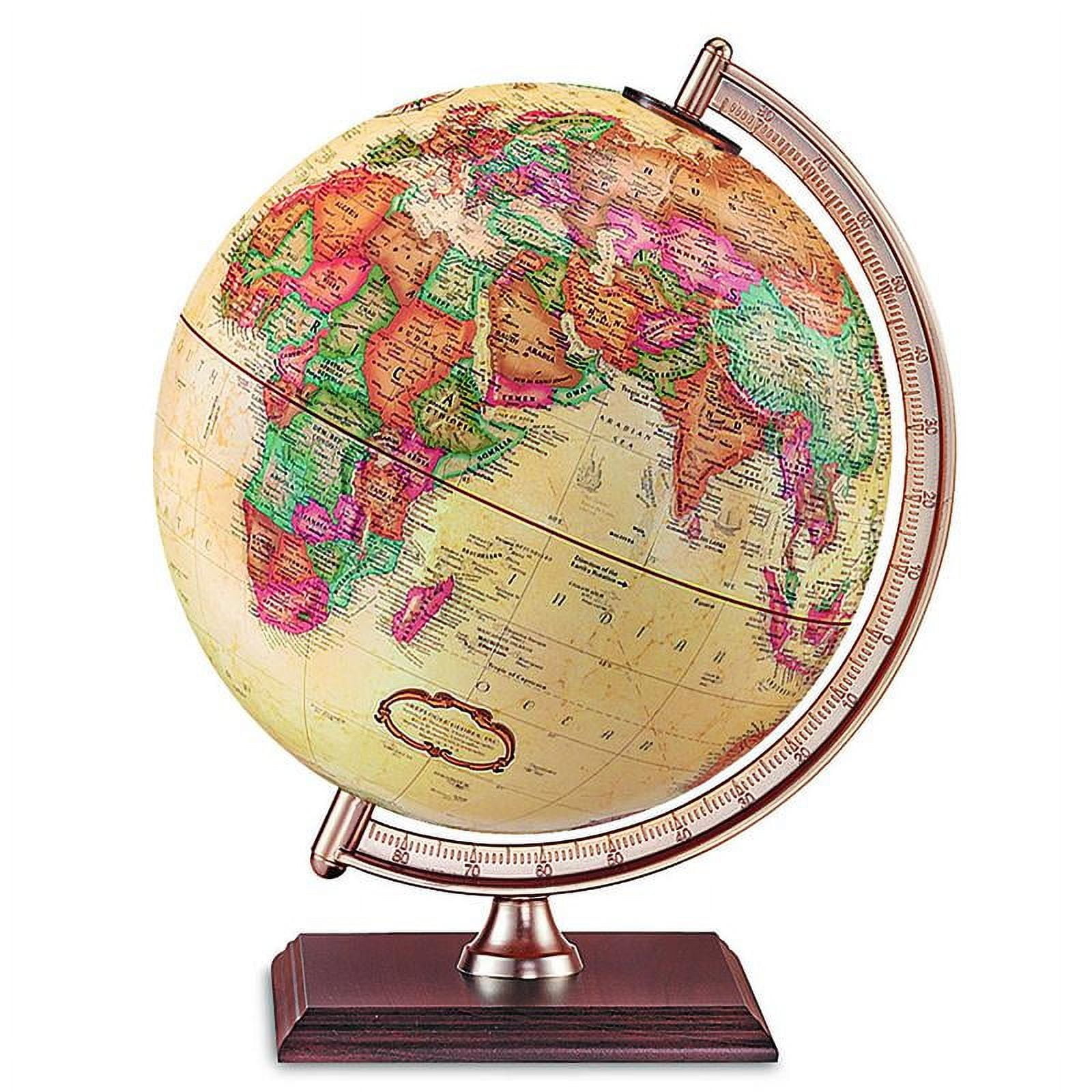 Antique Ocean Globe with Walnut Base and Brass Meridian
