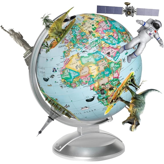 Replogle Illuminated Blue Ocean Globe 4 Kids, Kid Friendly Political Map, Dual Map, Educational Toy