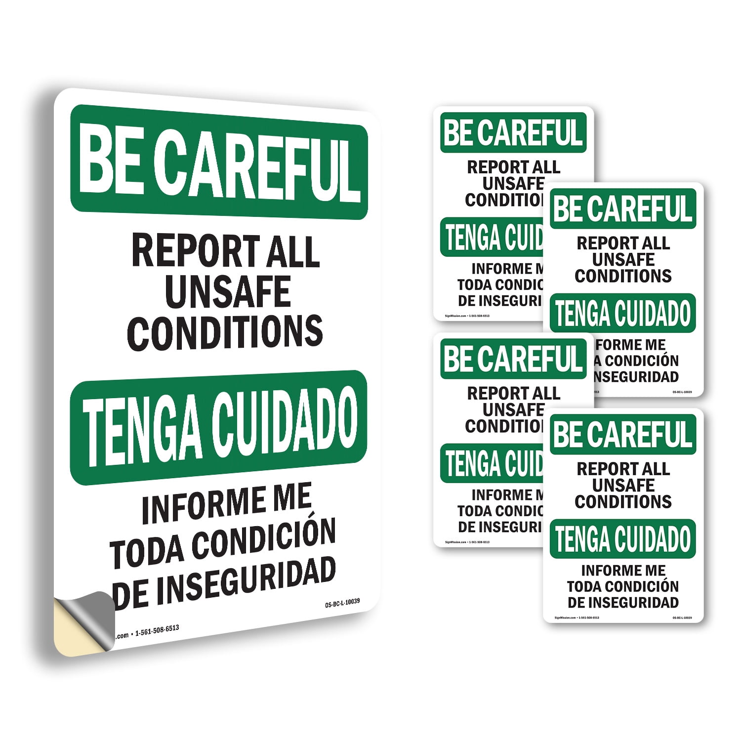 Unsafe Condition Label Report All Unsafe Conditions OSHA Be Careful Vinyl Decal Label 7 Inch x ...