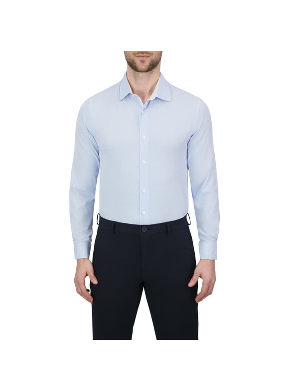 Long Sleeve 4-Way Stretch Men's Woven Dress Shirt Geo Print