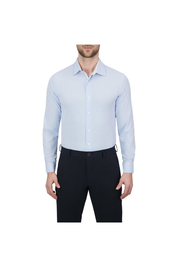 Long Sleeve 4-Way Stretch Men's Woven Dress Shirt Geo Print