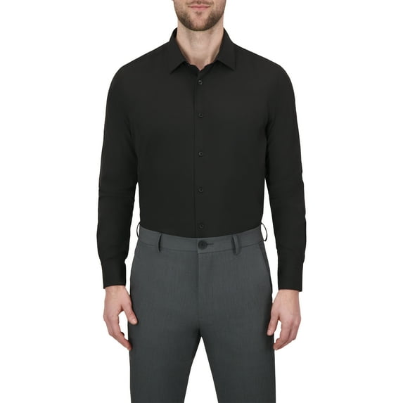 Report Collection Long Sleeve 4-Way Stretch Men's Woven Dress Shirt Solid Print