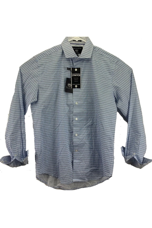 Mens Casual Shirt Medium Grid Print Blue M