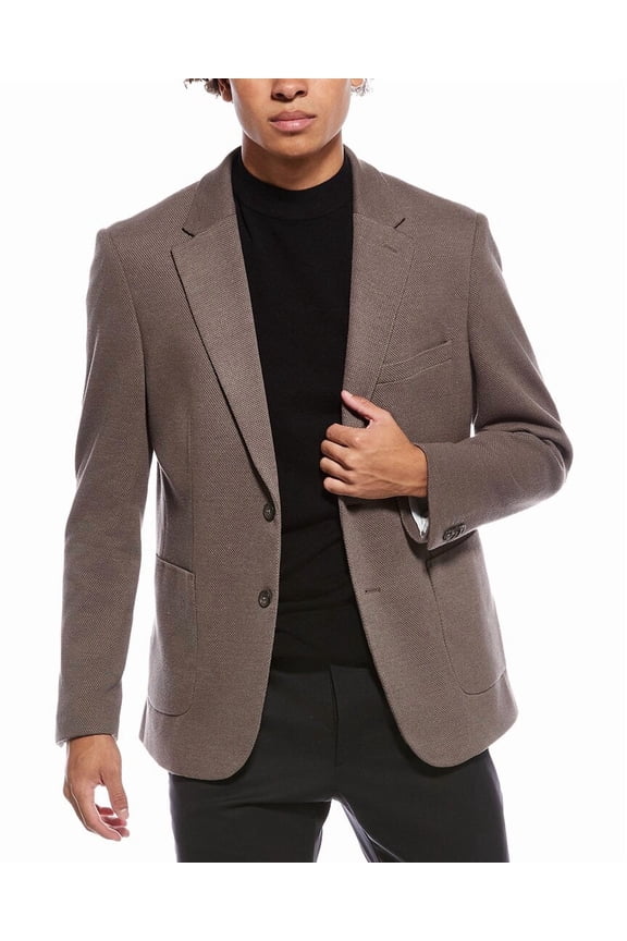 Notch Collar Fully Lined Patch Pocket Knit Men's Jacket