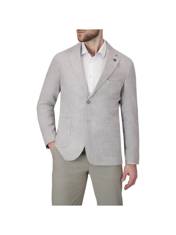 Single Breast Full Lined Patch Pocket Linen Men's Jacket