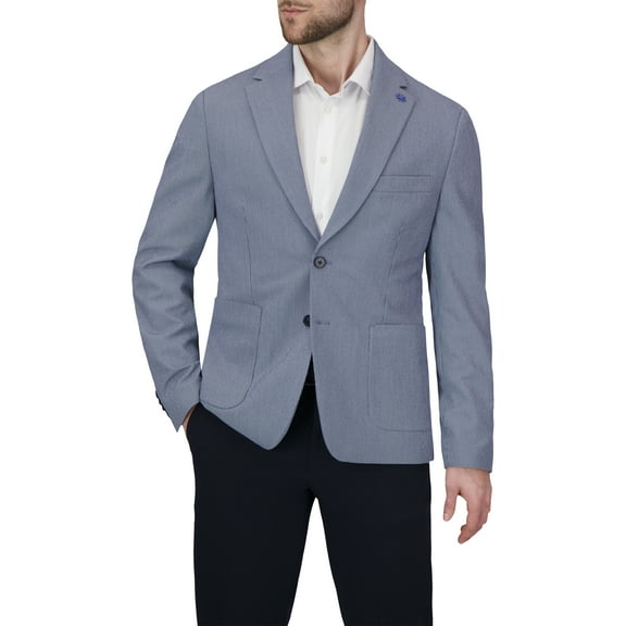 Report Collection Single Breast Full Lined Patch Pocket Seersucker Men's Jacket