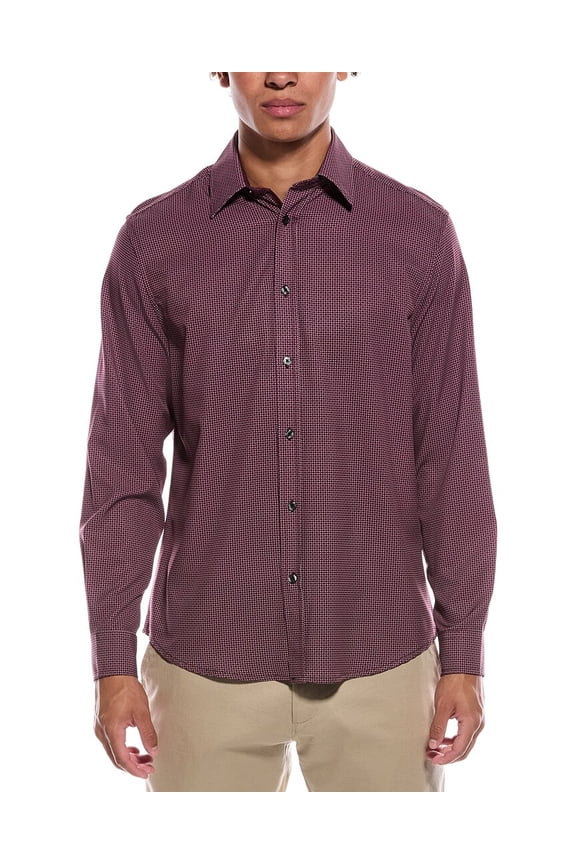 mens 4-Way Geo Print Woven Sport Shirt, s, Red