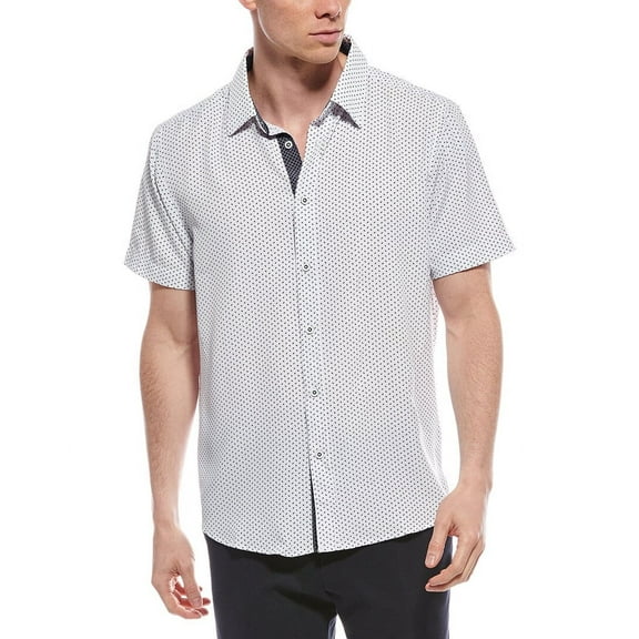 Report Collection mens  Geo Print Shirt, m, White