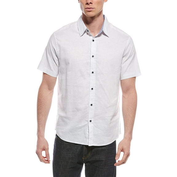 Report Collection mens Linen-Blend Sport Shirt, m, White