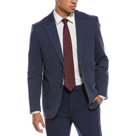 Report Collection mens  Popcorn Texture Sportcoat, 40R, Blue
