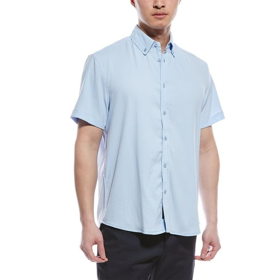 Report Collection mens  Seersucker Shirt, m, Blue