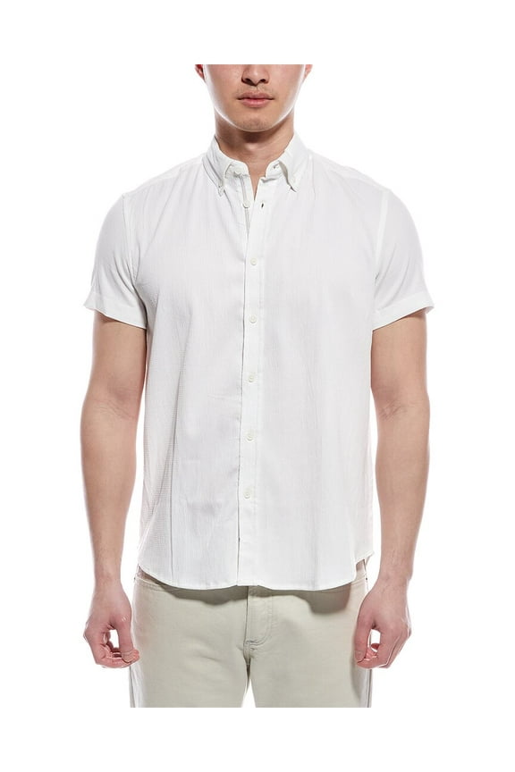 mens Seersucker Shirt, m, White