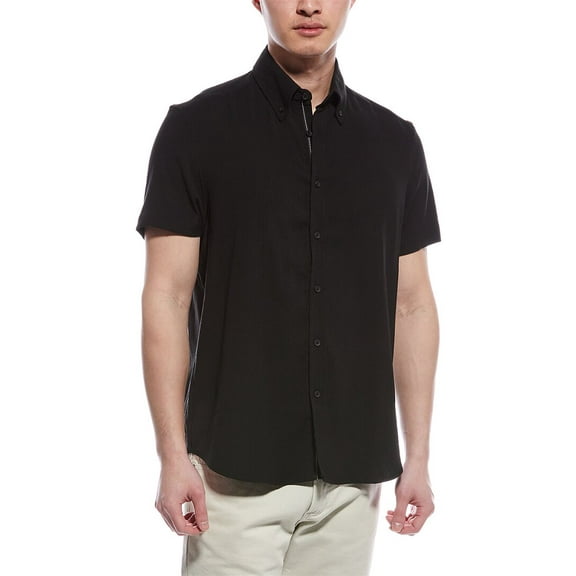 Report Collection mens  Seersucker Shirt, s, Black
