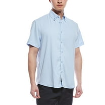 Report Collection mens  Seersucker Shirt, s, Blue