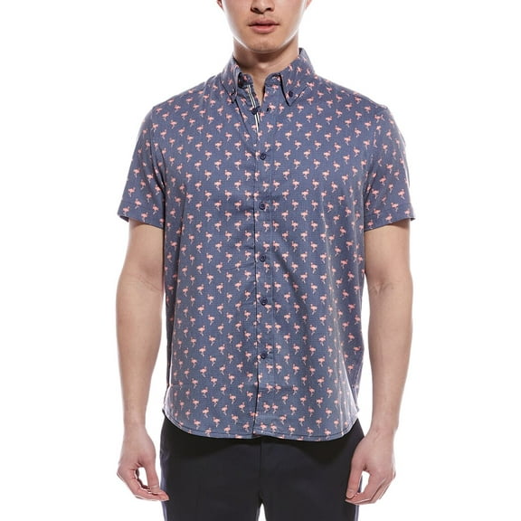 Report Collection mens  Seersucker Shirt, s, Blue