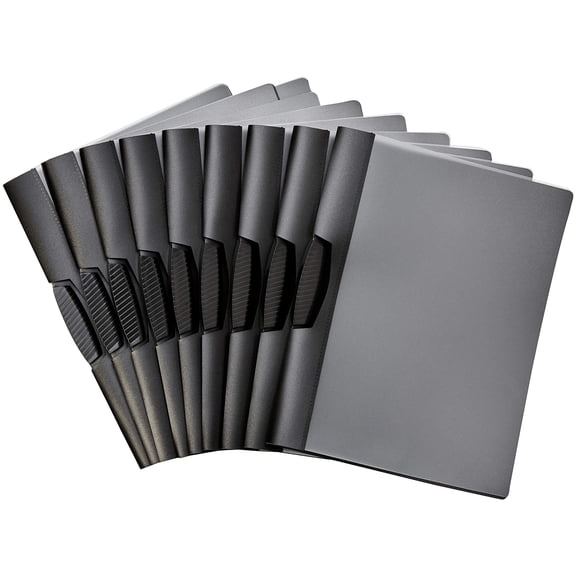 Report Covers with Clip, Clear Front Presentation Folders, 9 x 10.5 inches, Grey, Pack of 10