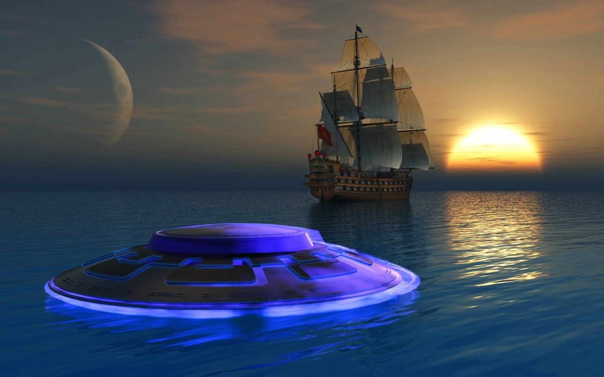 Reports of strange glowing objects have been common throughout maritime history Canvas Art - Mark StevensonStocktrek Images (36 x 23)