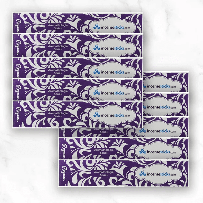 Repose Incense 8" 12 Sticks ,10 Packs, 12 Incense Sticks per Pack, Chamomile Incense Blend