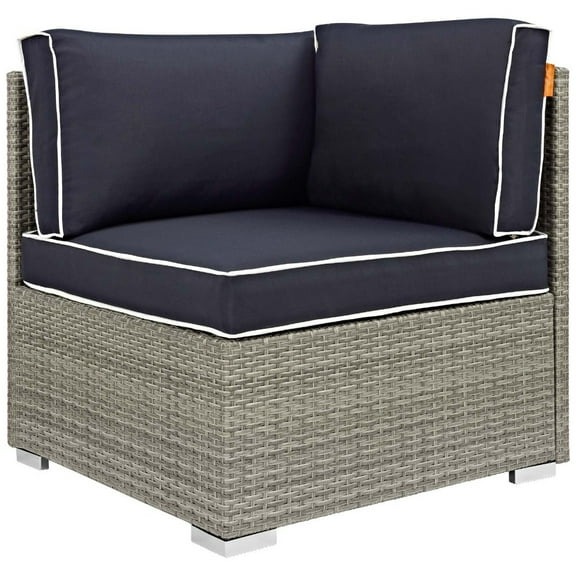 Modway Repose Outdoor Patio Corner in Light Gray Navy