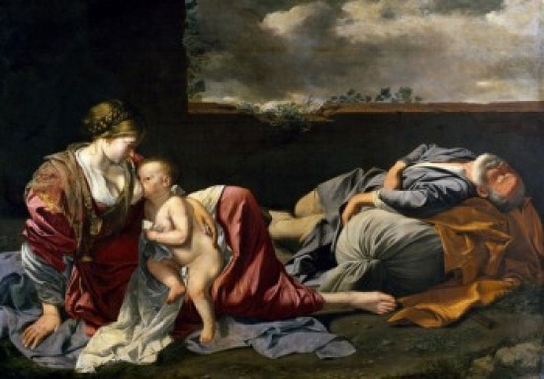 Repose of the Holy Family by Orazio Gentileschi (1563-1639) France Paris Musee du Louvre Canvas Art - Orazio Gentileschi (24 x 36)
