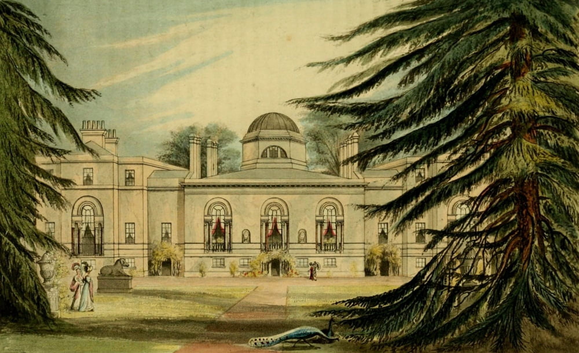 Repository of Arts 1817 Chiswick House garden front Canvas Art - J Gendall (24 x 36)