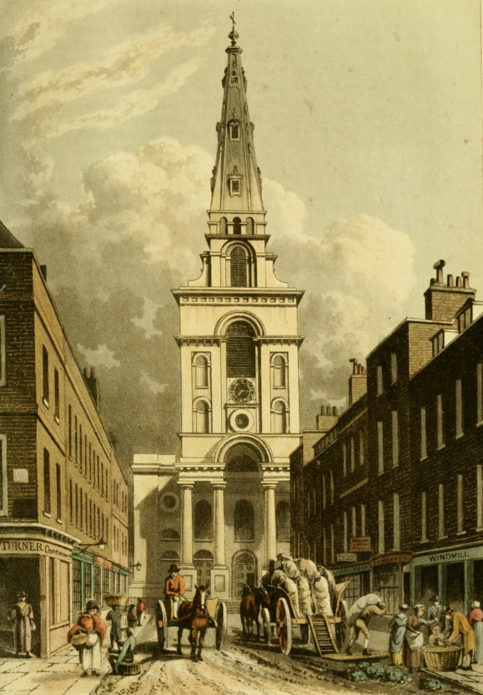 Repository of Arts 1817 Christ Church Spitalfields Canvas Art - Unknown (18 x 24)
