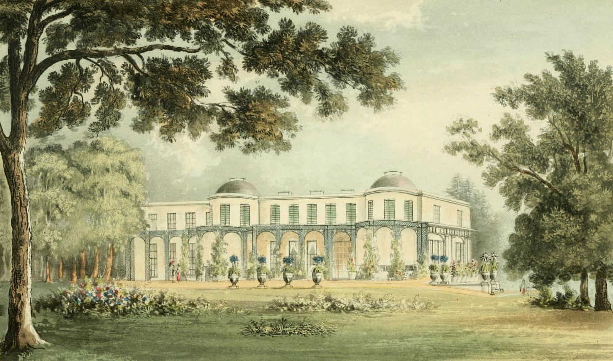 Repository of Arts 1817 Dropmore garden front Canvas Art - J Gendall (24 x 36)