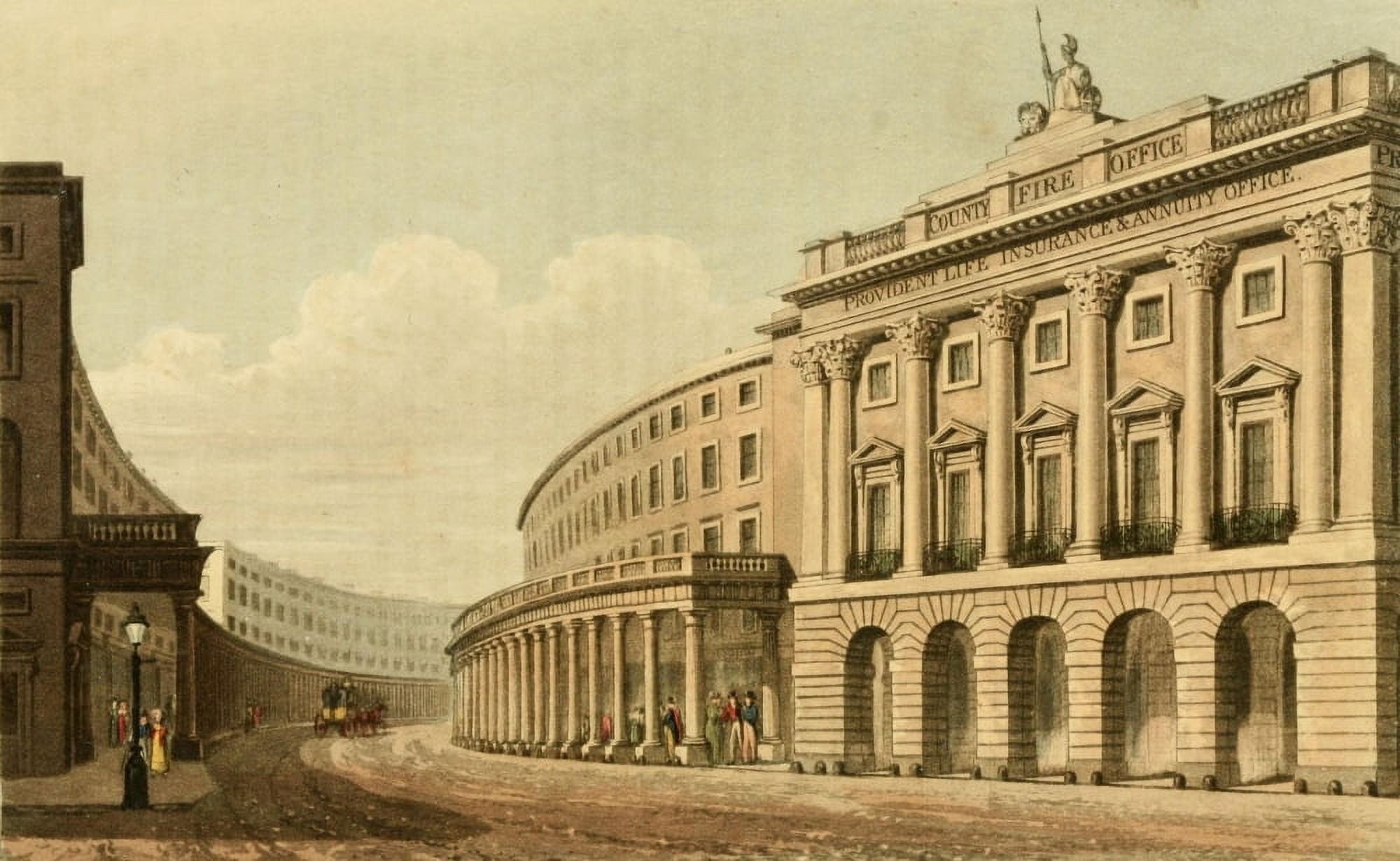 Repository of Arts 1817 Entrance of Quadrant Regent Street Canvas Art - Unknown (18 x 24)