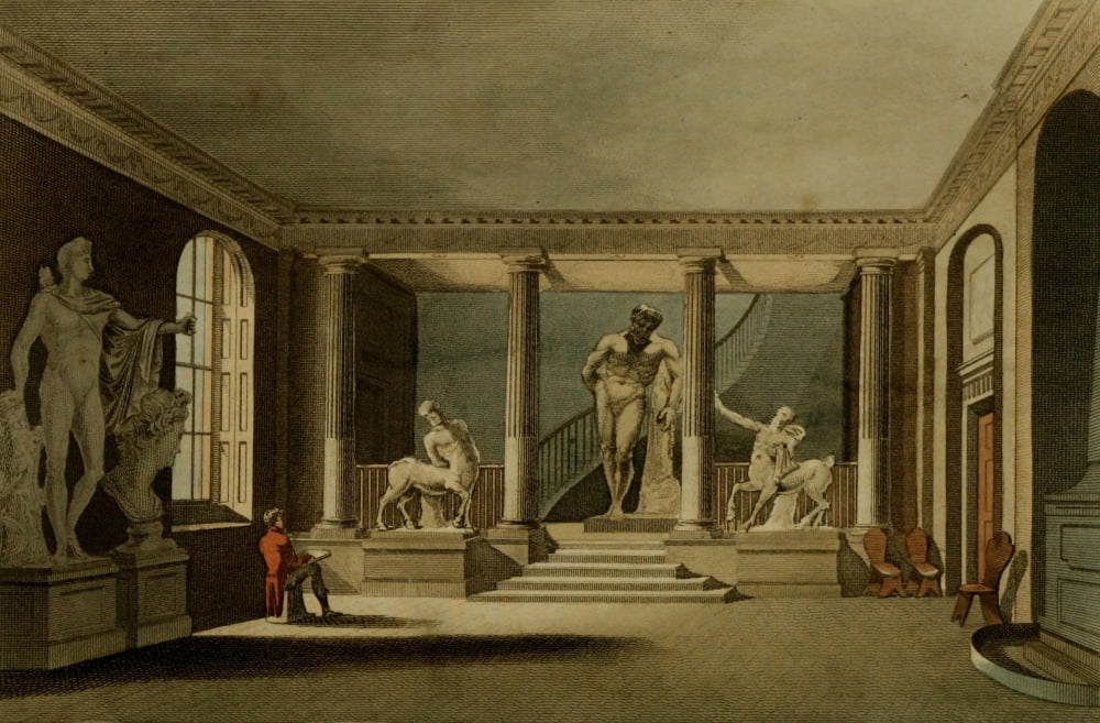 Repository of Arts 1817 Hall at Royal Academy Sommerset House Canvas Art - Unknown (24 x 36)