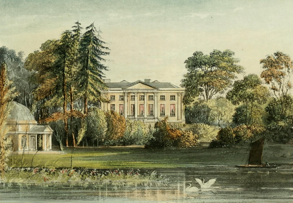 Repository of Arts 1817 Hampton House Garricks villa Canvas Art - J Gendall (24 x 36)