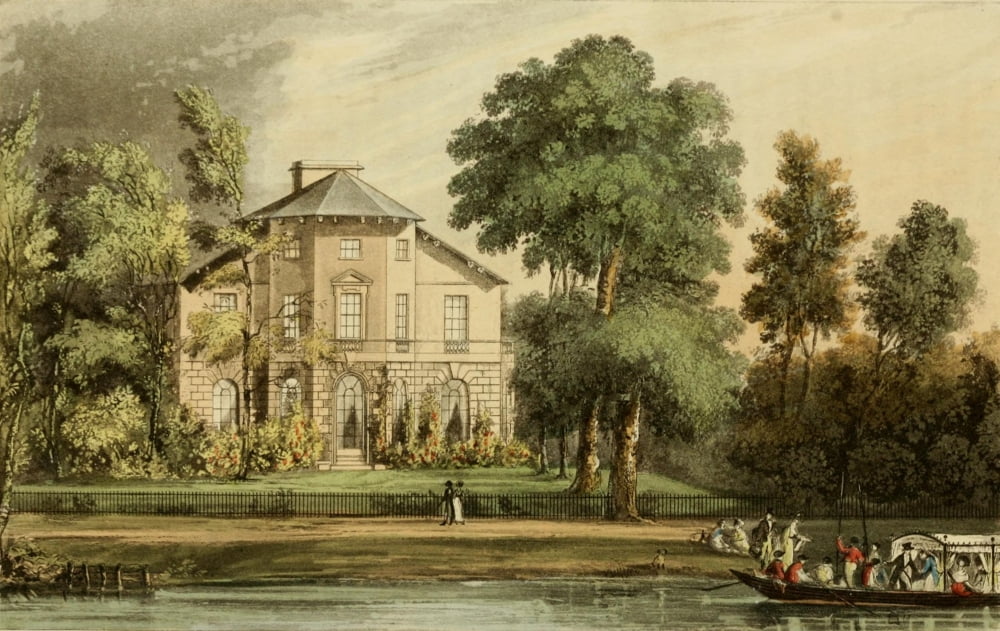 Repository of Arts 1817 Mrs Palmers villa Richmond Canvas Art - J Gendall (18 x 24)