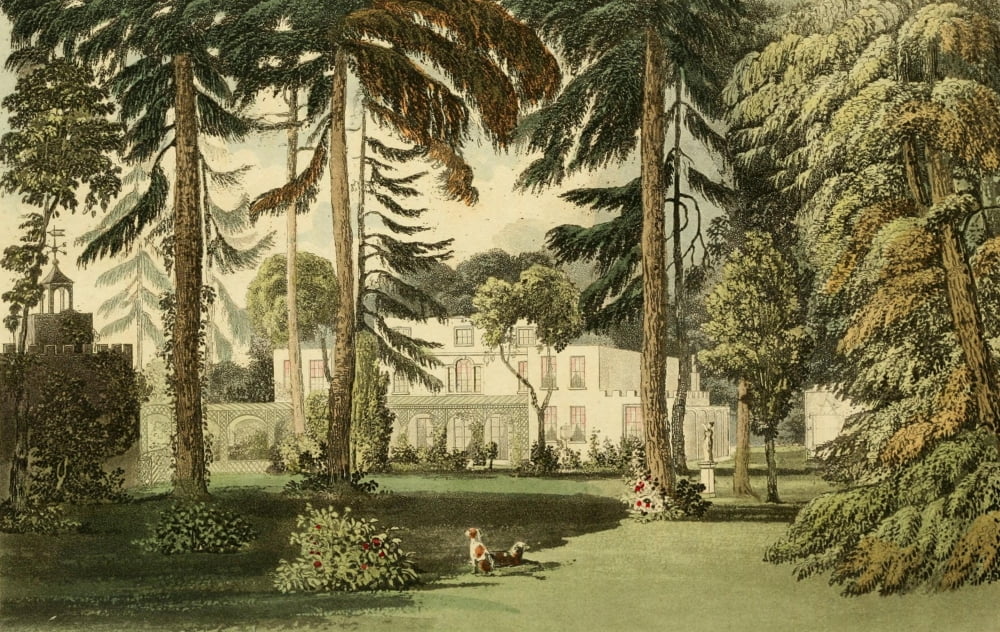 Repository of Arts 1817 Pelling place garden front Canvas Art - J Gendall (24 x 36)